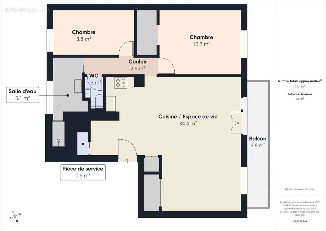 Nantes dalby / toutes-aides – dernier étage – t3 traversant avec balcon, parking & cave - photo 9