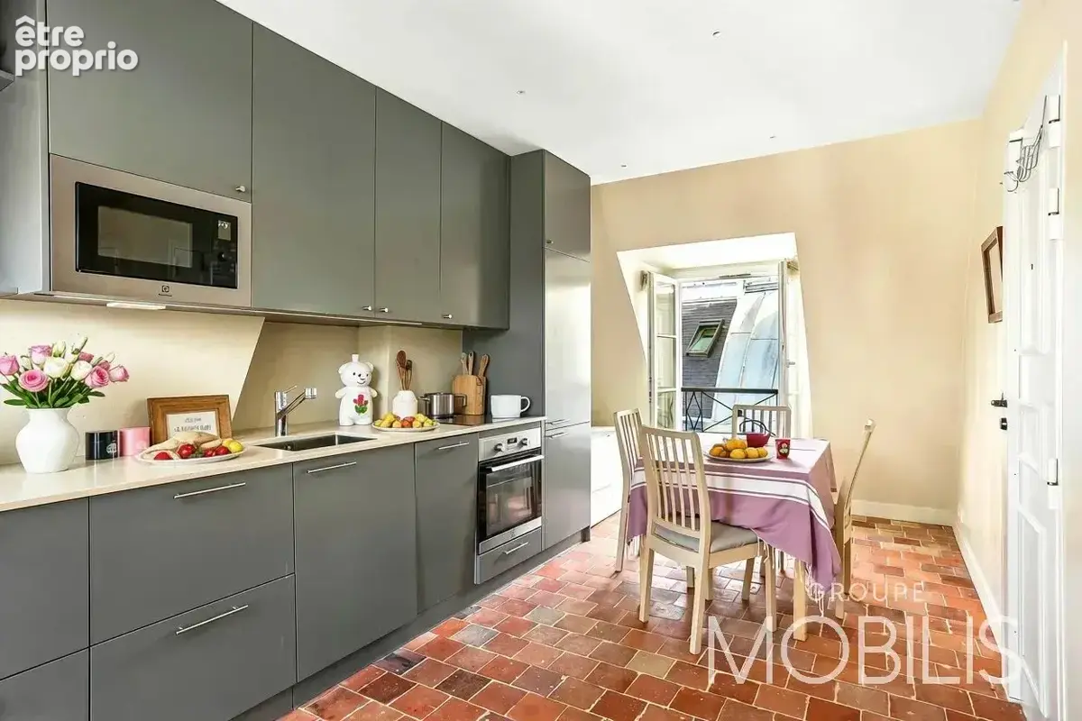 75002 montorgueil - appartement 76,74m2 au sol (65,01m2 carrez) dernier étage - ascenseur - 2 balcons - calme absolu - 1 chambre - photo 6
