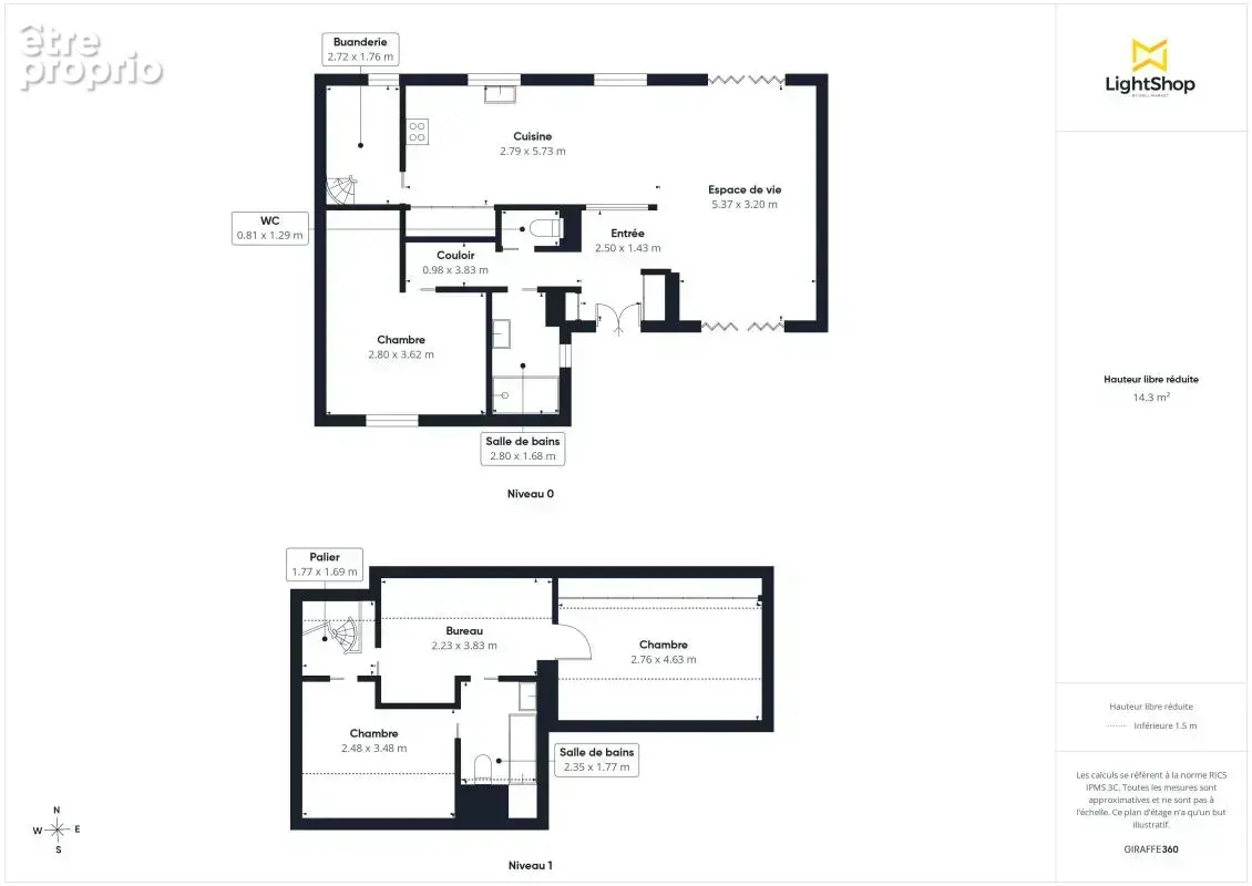Appartement duplex T3bis de 111m2 au sol et 84m2 en carrez - Terrasse et garage - Avenue Albert Camus à Saint-Herblain - photo 16