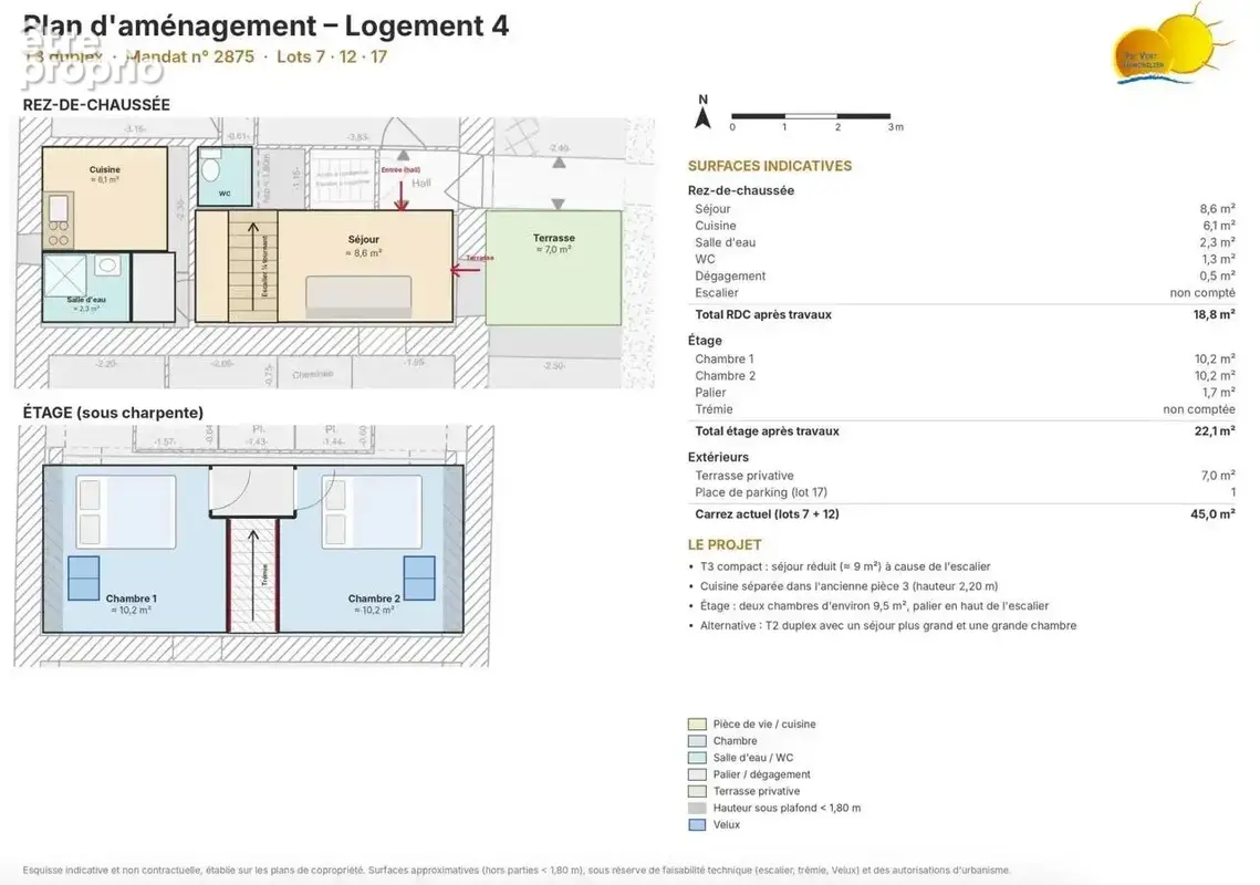 2 Plateaux en duplex de 45 m² Carrez. - photo 2
