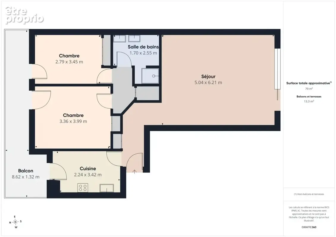 Antibes – Parc de la Badine : 3 pièces de 78,43 m² (Carrez), terrasse et balcon, dans un parc arboré de 1,4 ha avec piscine et t - photo 10
