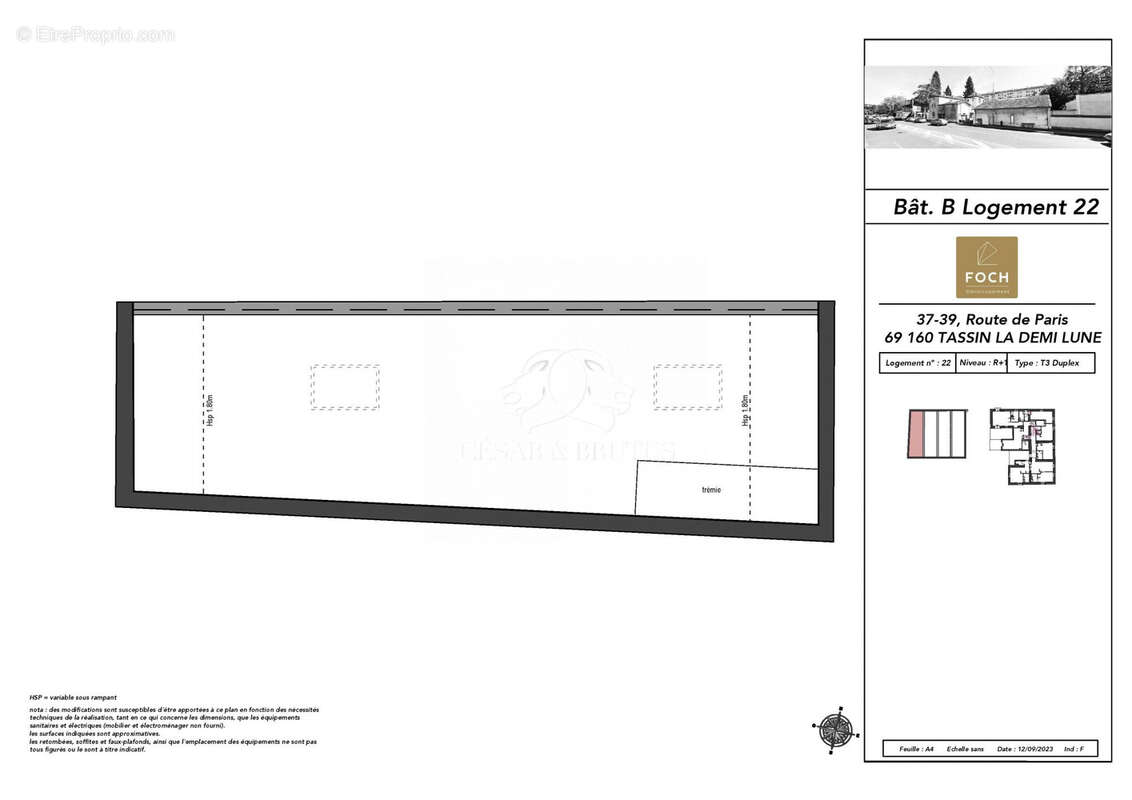 Plan 1 étage - Appartement à TASSIN-LA-DEMI-LUNE
