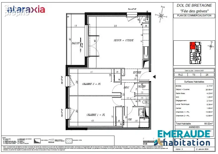 Appartement 3 pièces 66 m² à vendre à Dol-De-Bretagne (35120) - photo 2