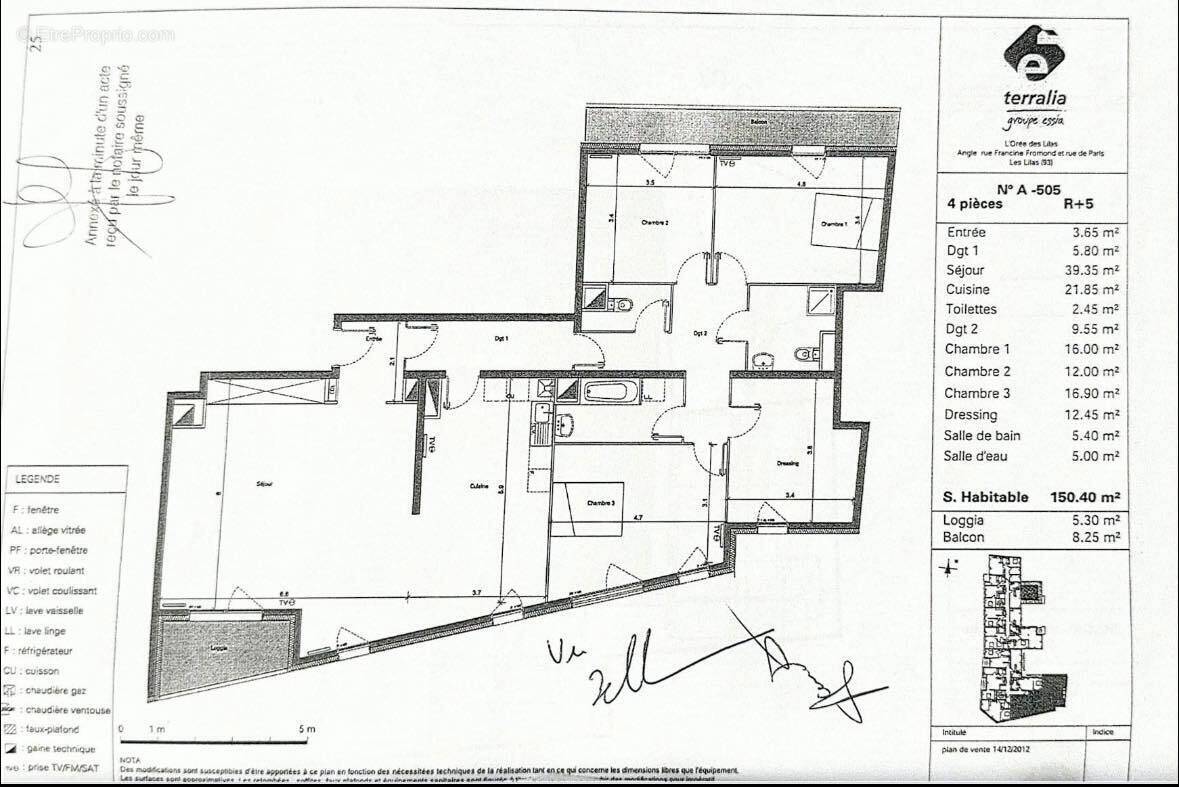 plan 5 pieces endroit - Appartement à LES LILAS