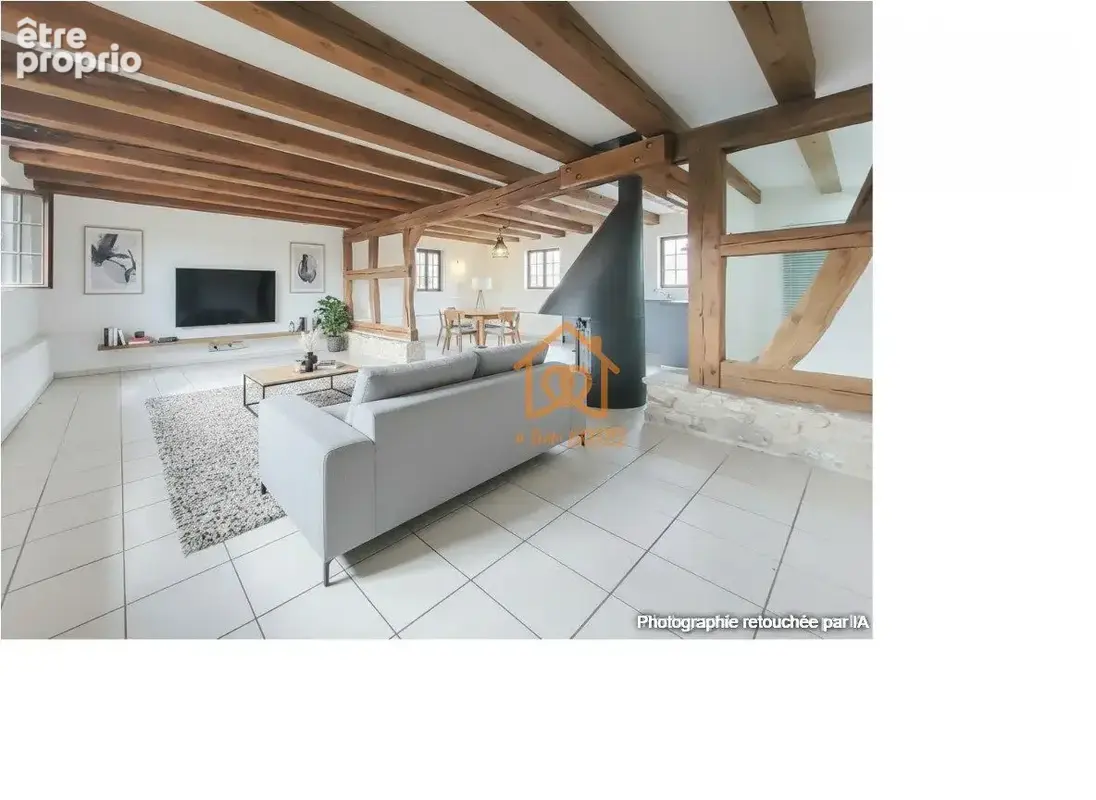 Pièce à vivre principale de 56 m2 modifiée avec IA