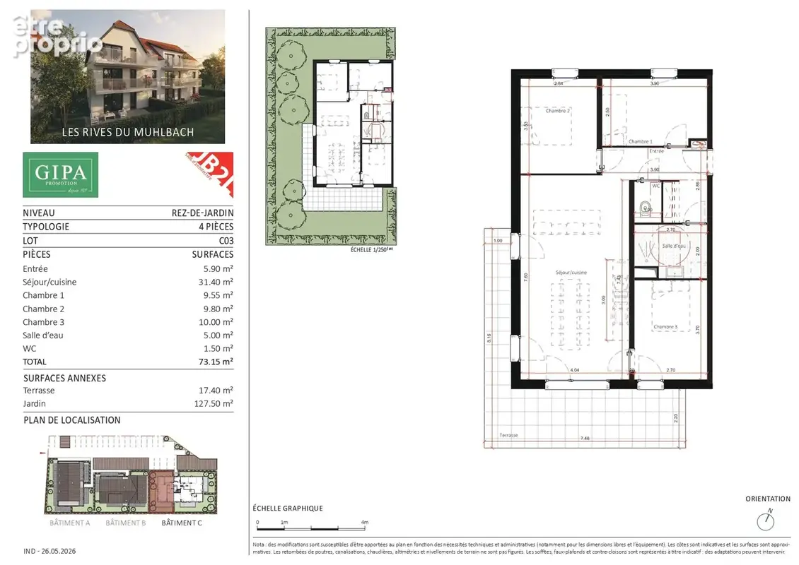 Appartement 4 pièces 73 m² à vendre à Oberschaeffolsheim (67203) - photo 1