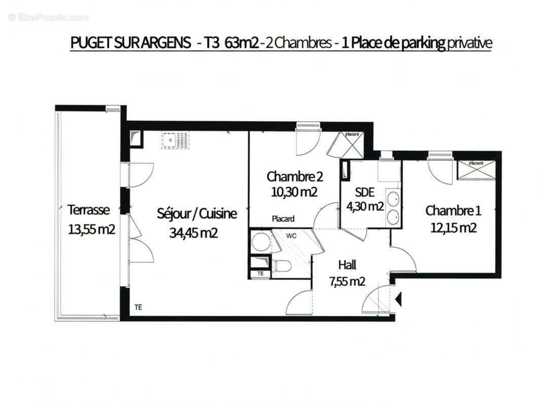 Appartement T3 de 63m2 récent avec Parking, au Calme - photo 7
