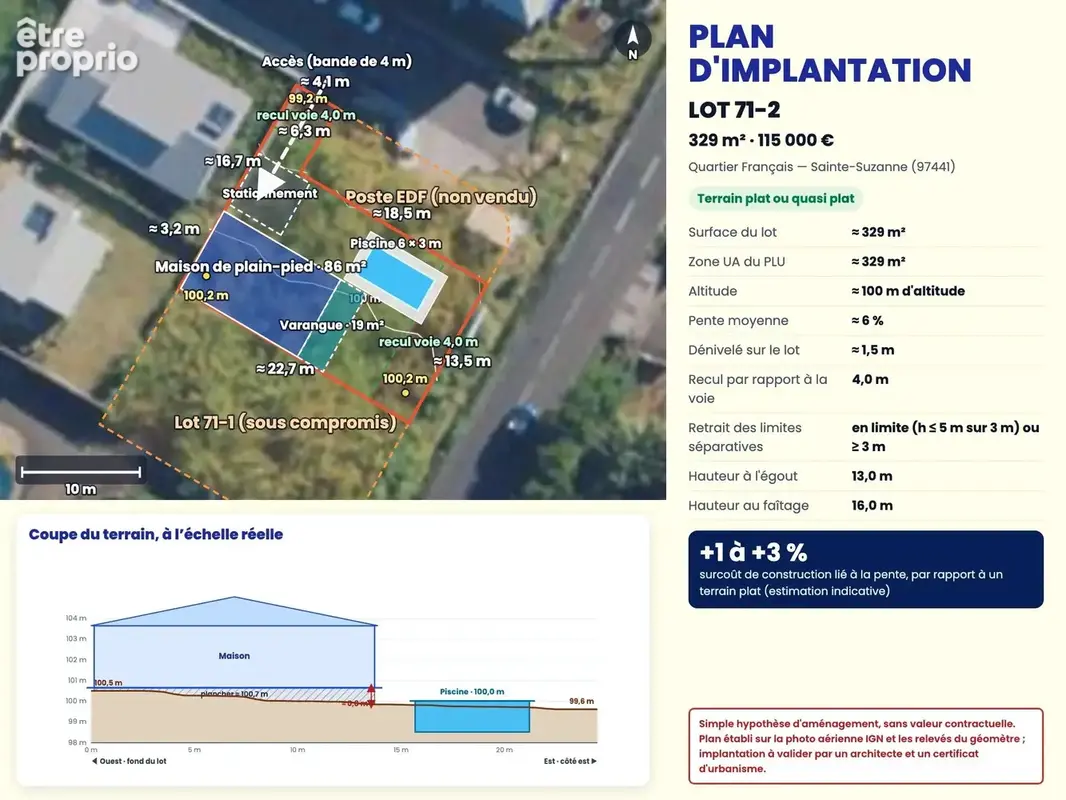 Photo Terrain à Sainte-Suzanne au prix de 115 000€