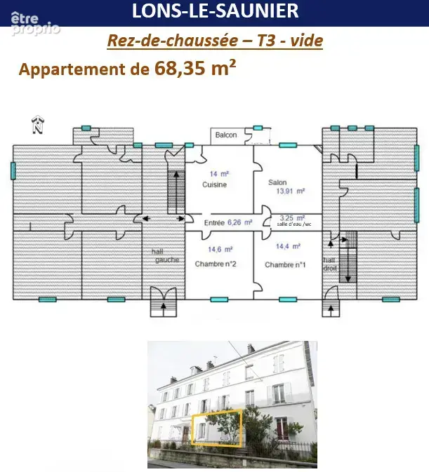 PLAN APPARTEMENT T3 DE 68.35 M² - Appartement à LONS-LE-SAUNIER