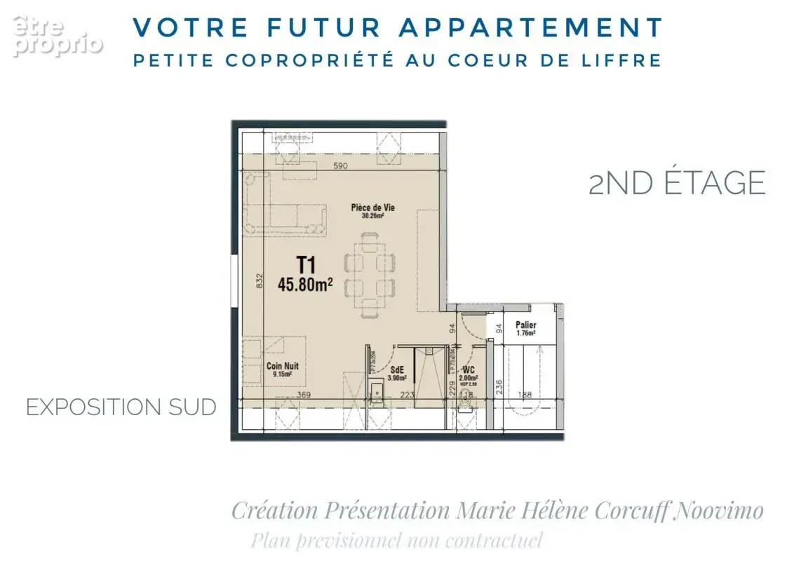 T1 rénové   45,8 m2   Hyper centre de Liffré   Pré-commercia - photo 1