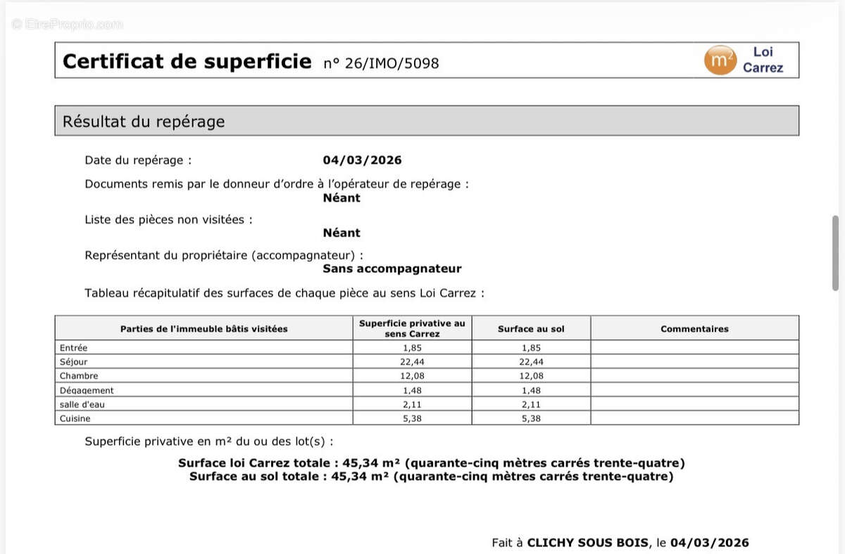 Appartement à CLICHY