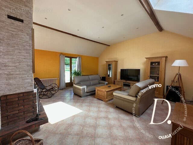 Salon avec cheminée à insert - Maison à CIVIERES