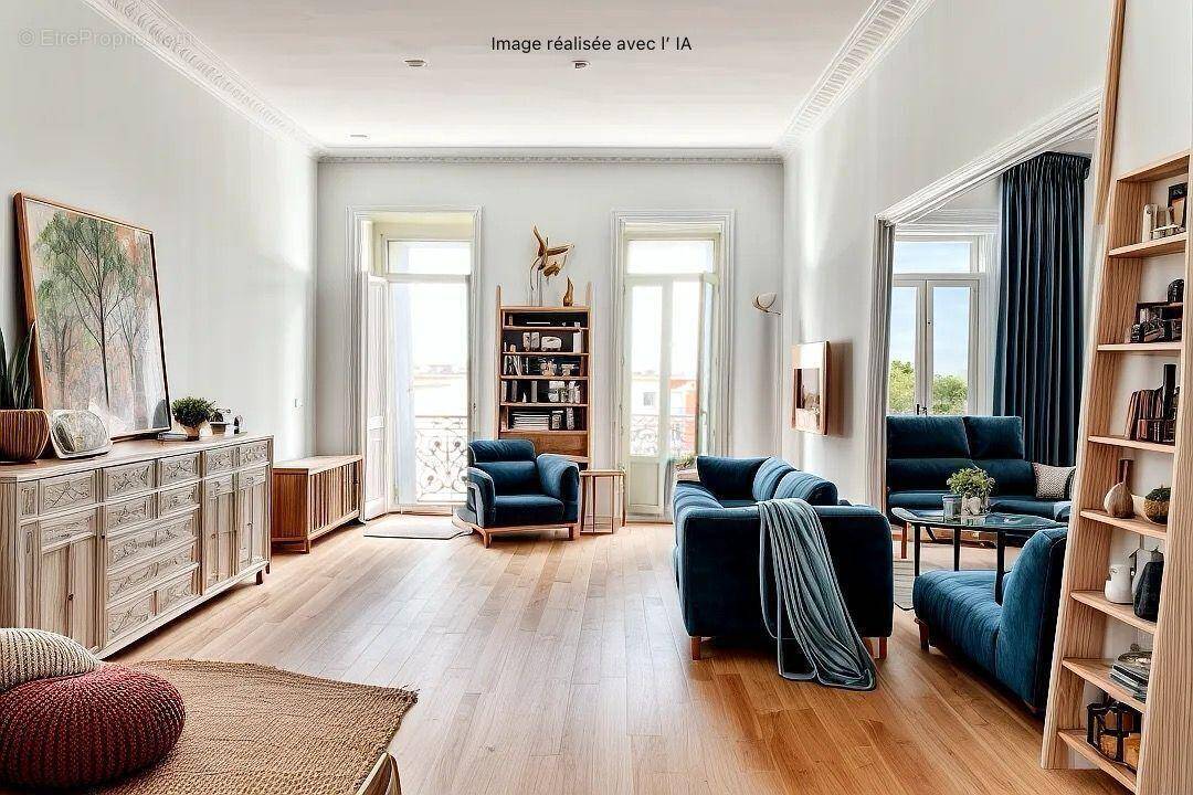 Séjour : Décoration réalisée avec l&#039;IA - Appartement à SETE