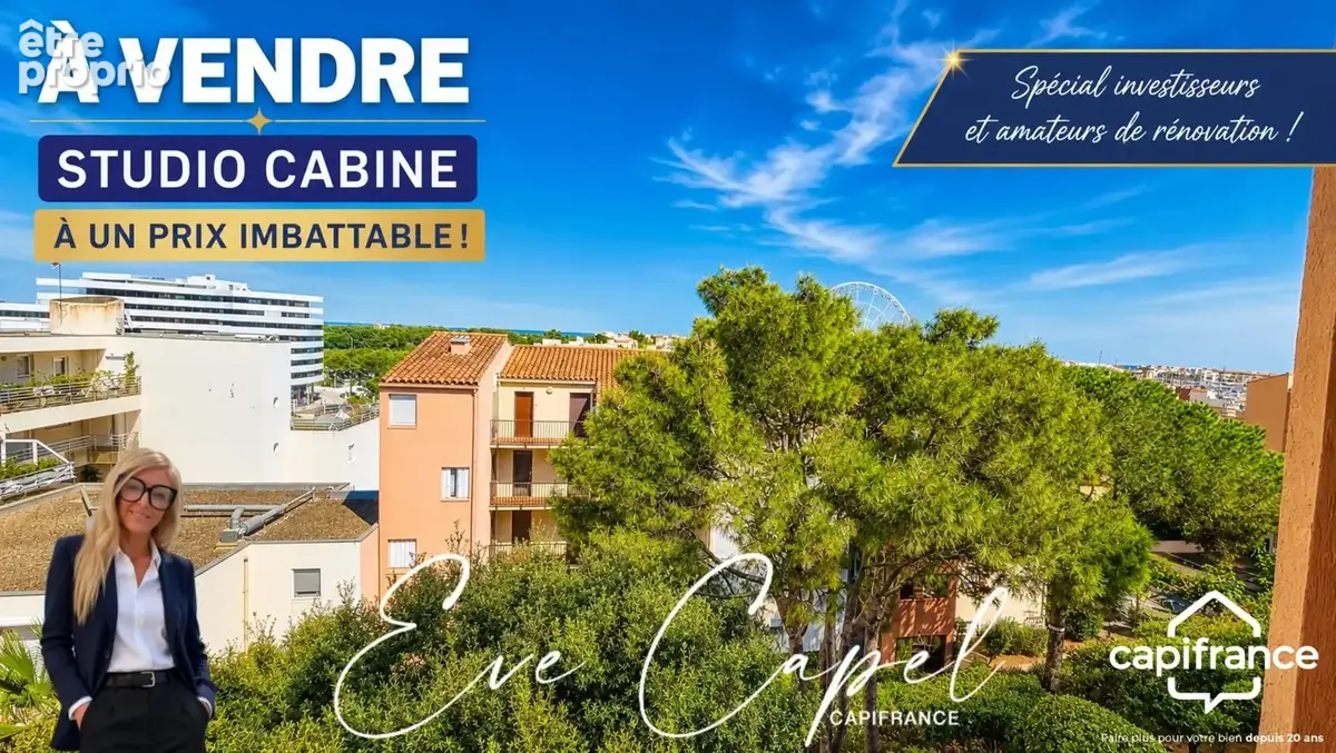 Appartement à vendre 1 pièces LE CAP D'AGDE (34), Studio Cabine à renover - photo 2