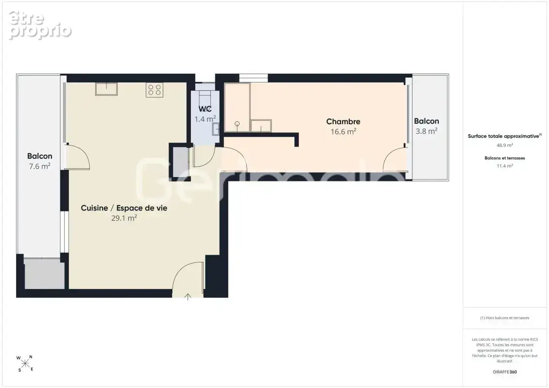 Vente - Appartement - 2 pièces + cuisine - 47,25 m² - 265 000 € - photo 16