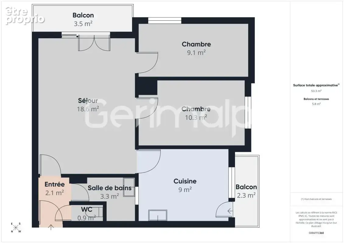 Vente - Appartement - 3 pièces + cuisine - 54 m² - 265 000 € - - photo 18