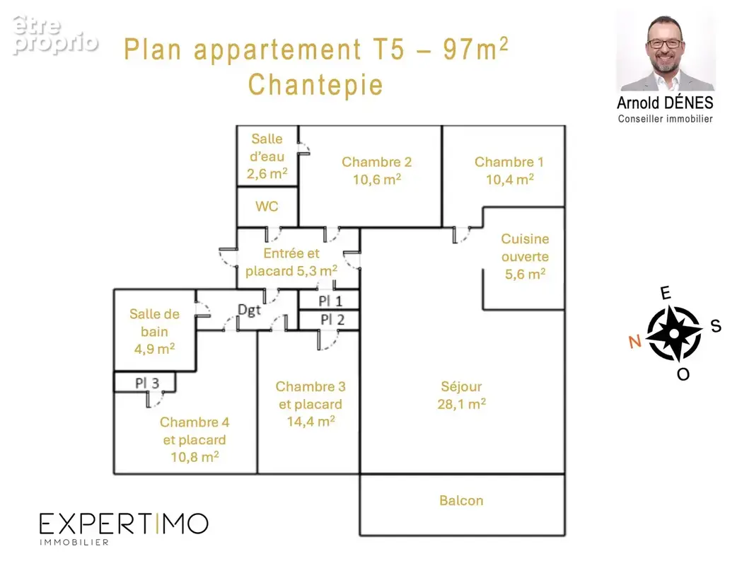 Appartement T5 à vendre à Chantepie   4 chambres, terrasse, garage fermé, parking et cave - photo 16