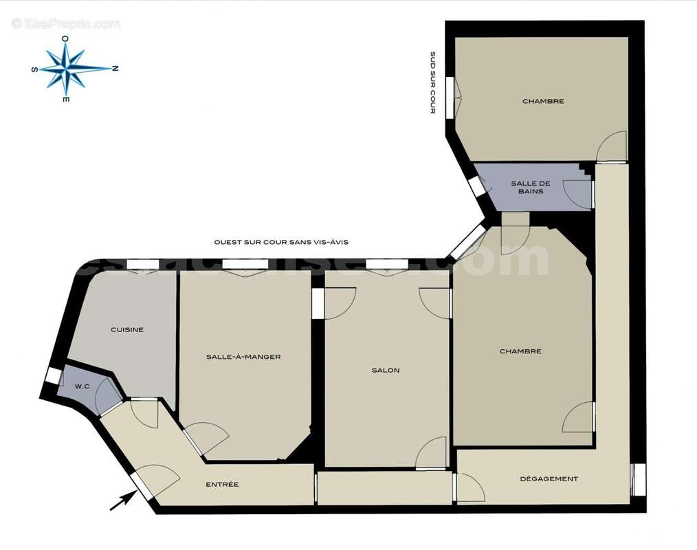 bezo40-baron-plan - Appartement à PARIS-14E