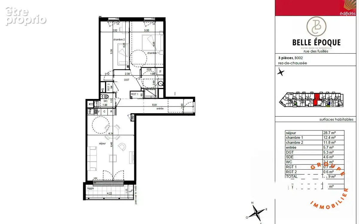 Appartement 3 pièces 72 m² à vendre à Notre-Dame-De-Bondeville (76960) - photo 4