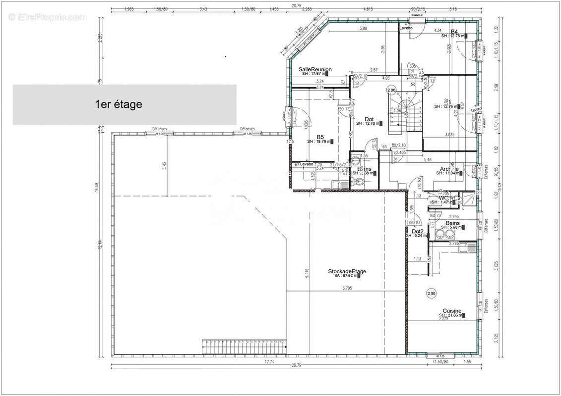 Plan 1er étage - Commerce à RIOM