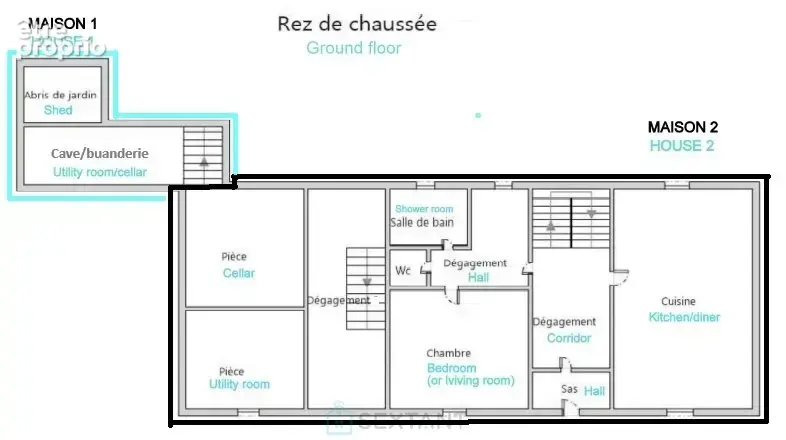 Imposant ensemble immobilier, 2 maisons attenantes, 8 chambres, grand jardin, piscine hors sol - photo 14