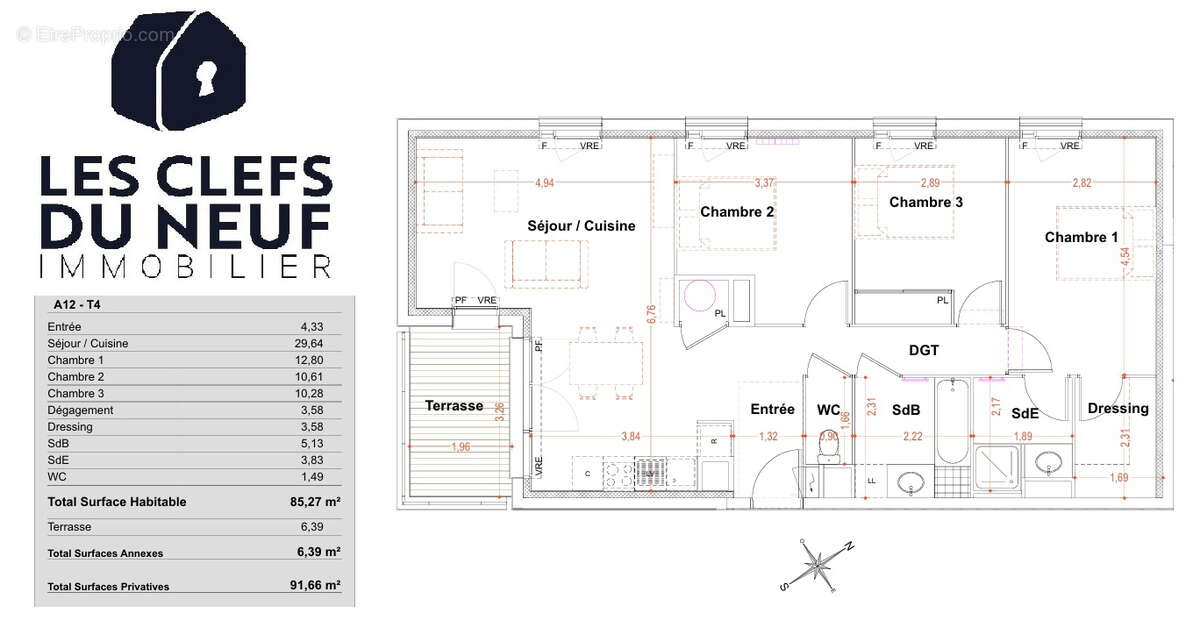 Appartement 4 pièces 86 m² + Terrasse + 2 Parking ! - photo 10