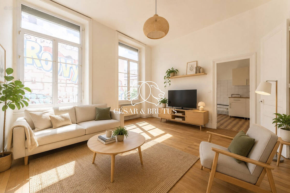 Salon - meublé avec IA - Appartement à LYON-1E