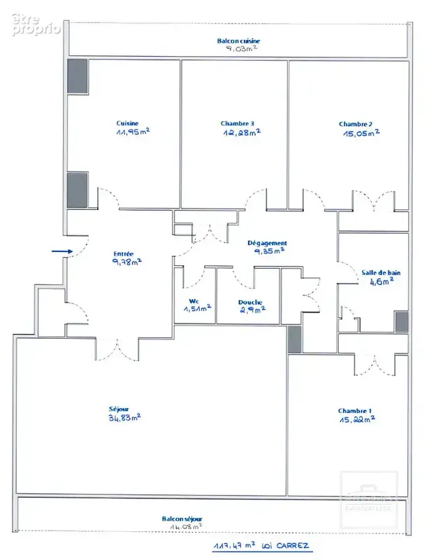 Lyon 6, 117.47m², deux balcons, garage - photo 13