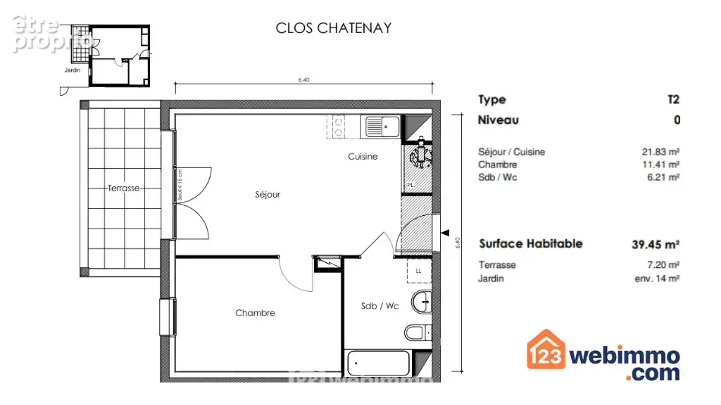 Plan intérieur d'un T2