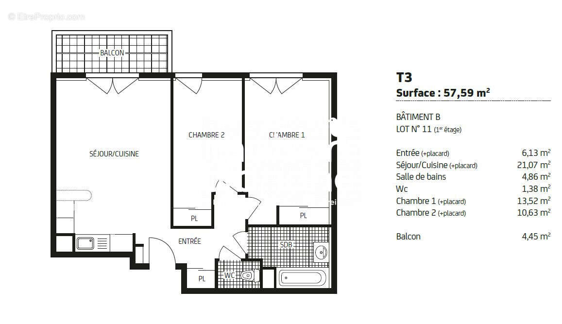 Appartement 57 m² à Poitiers  - photo 2
