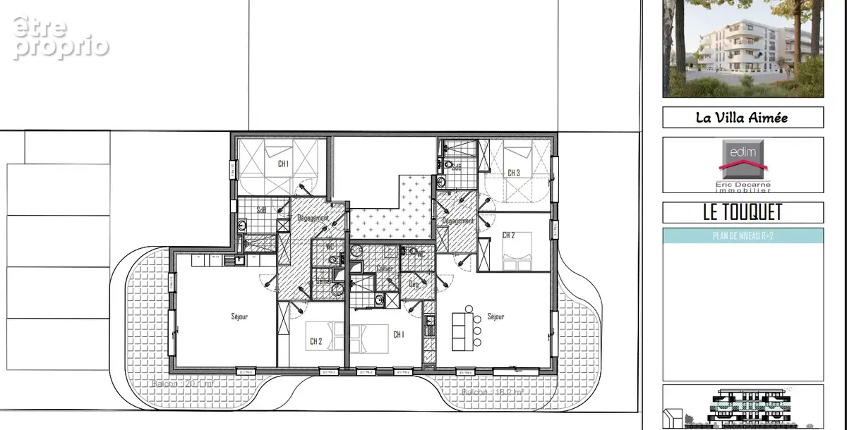Villa AIMEE à proximité de la plage superbe 3 pièces de 68.80 m2 avec un balcon d'angle de 20.11 m2 - photo 3