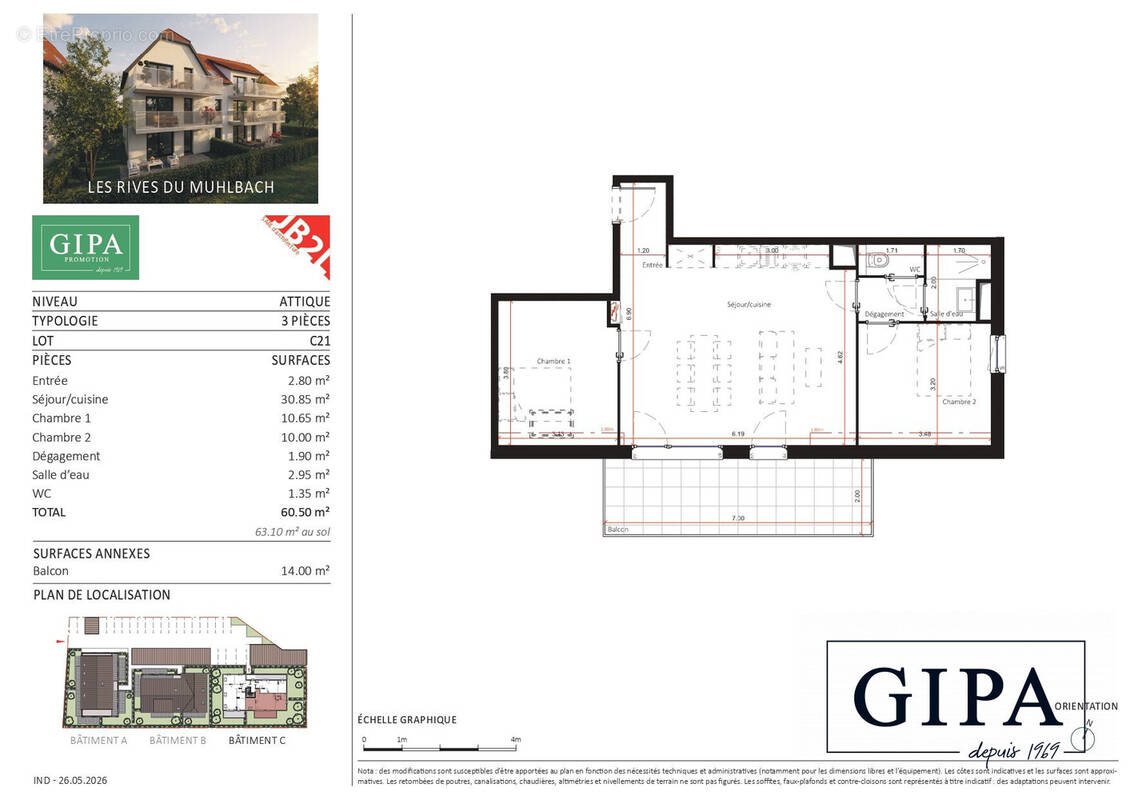 Appartement à OBERSCHAEFFOLSHEIM