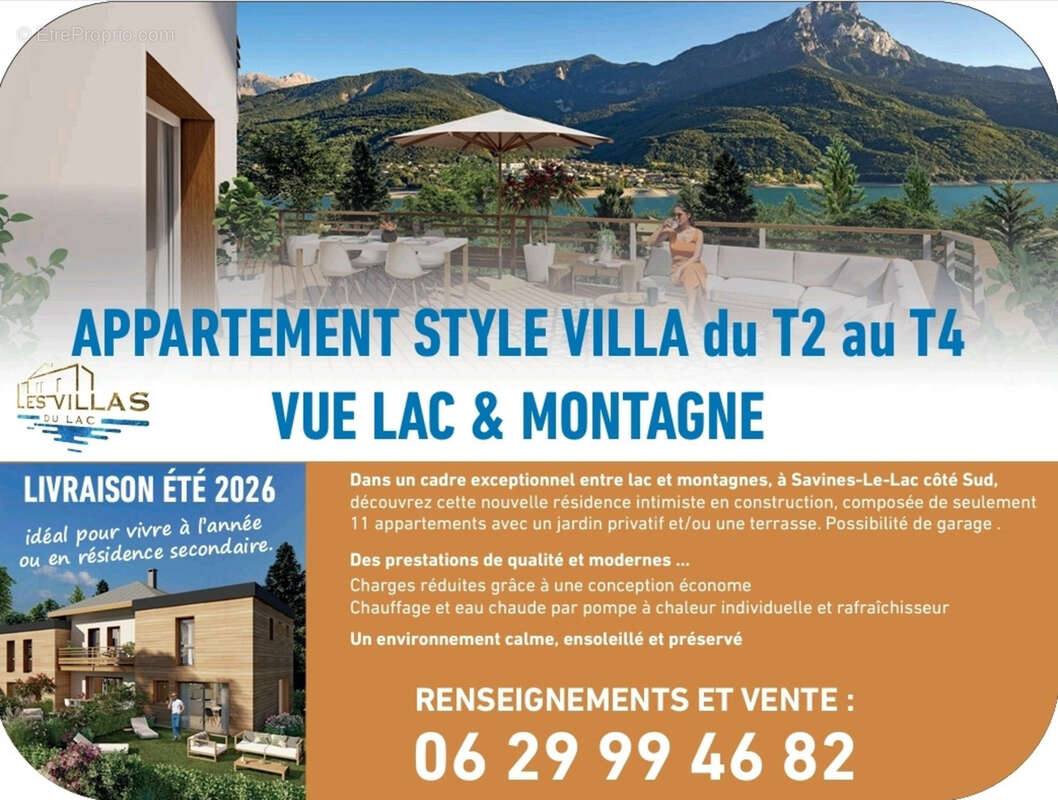 Appartement à vendre 4 pièces ,vue  Lac et Montagnes sur SAVINES LE LAC (05) , Dans une résidence en construction style villa  p - photo 7
