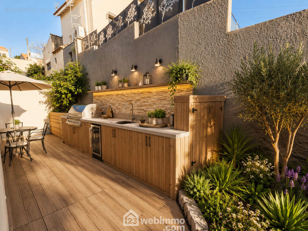 Vue de la cuisine d'été derrière la maison - Maison à SETE