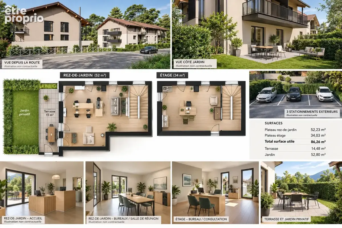 Local professionel neuf  86 m2  terrasse  3 stationnements exterieurs - espace jardin - filliere aviernoz - photo 1