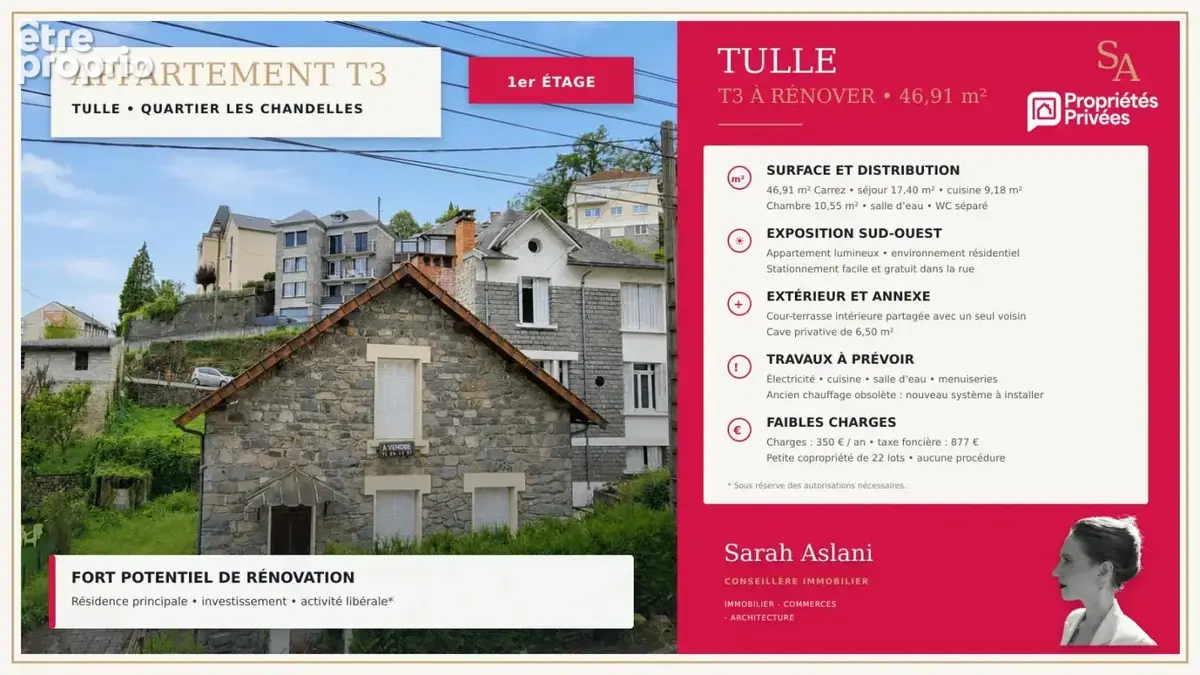Appartement 3 pièces 46 m² · à Tulle · 46 m² · 20 000 €