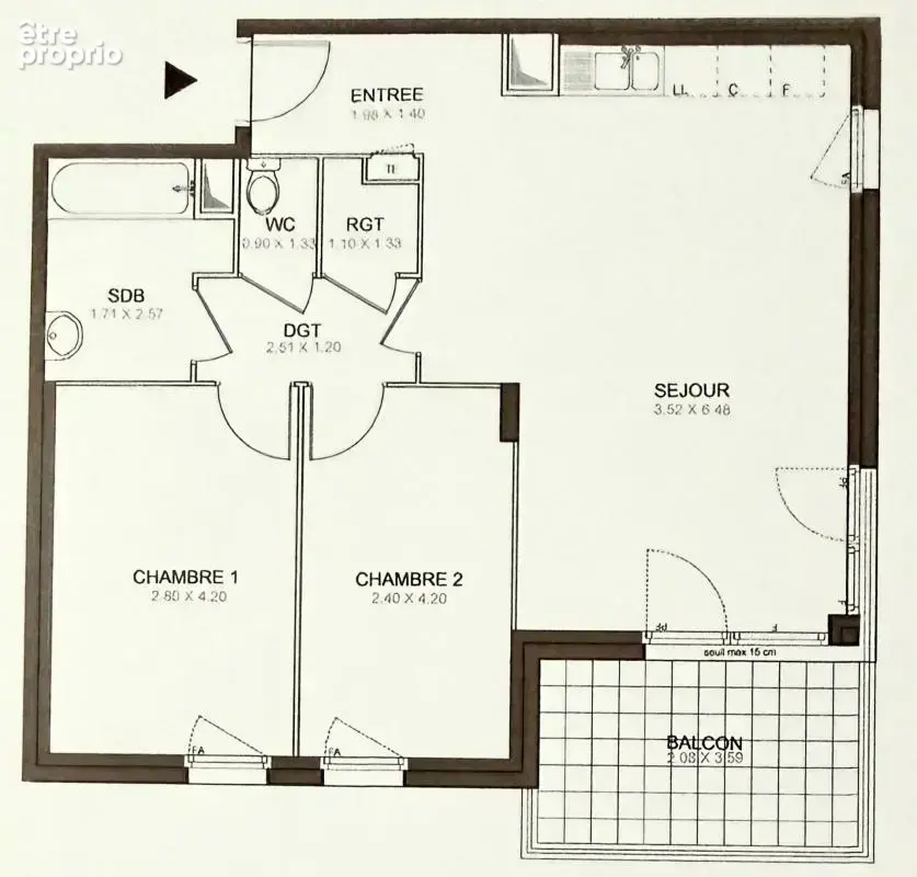 Appartement à vendre 3 pièces MEAUX (77) - photo 2