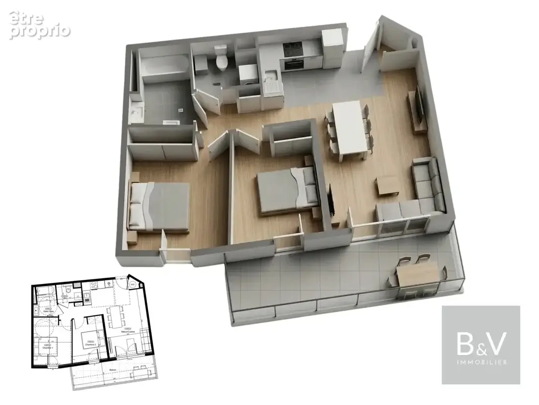 Appartement 3 pièces de 58 m² avec terrasse de 12 m² au dernier étage - photo 6