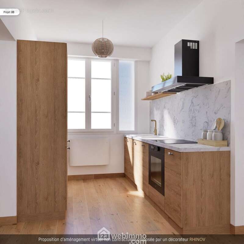 Comme suggéré ici en projection 3D : cuisine semi-ouverte sur... - Maison à CEAUX-EN-COUHE