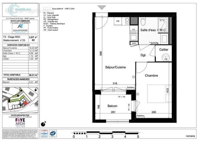 plan appartement - Appartement à LACANAU
