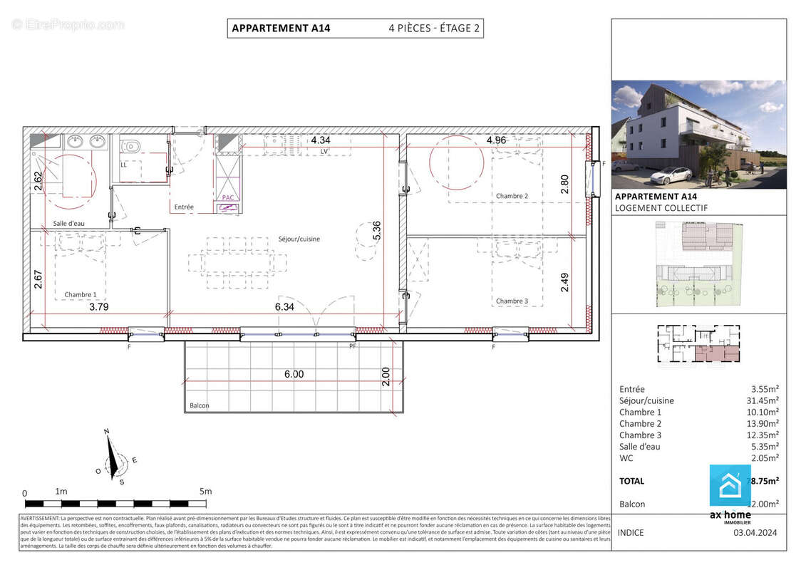 MITTELSCHAEFFOLSHEIM KOCHERBERG TRUCHTERSHEIM NEUF NATURE ATTIQUE STANDING SUD  - Appartement à MITTELSCHAEFFOLSHEIM
