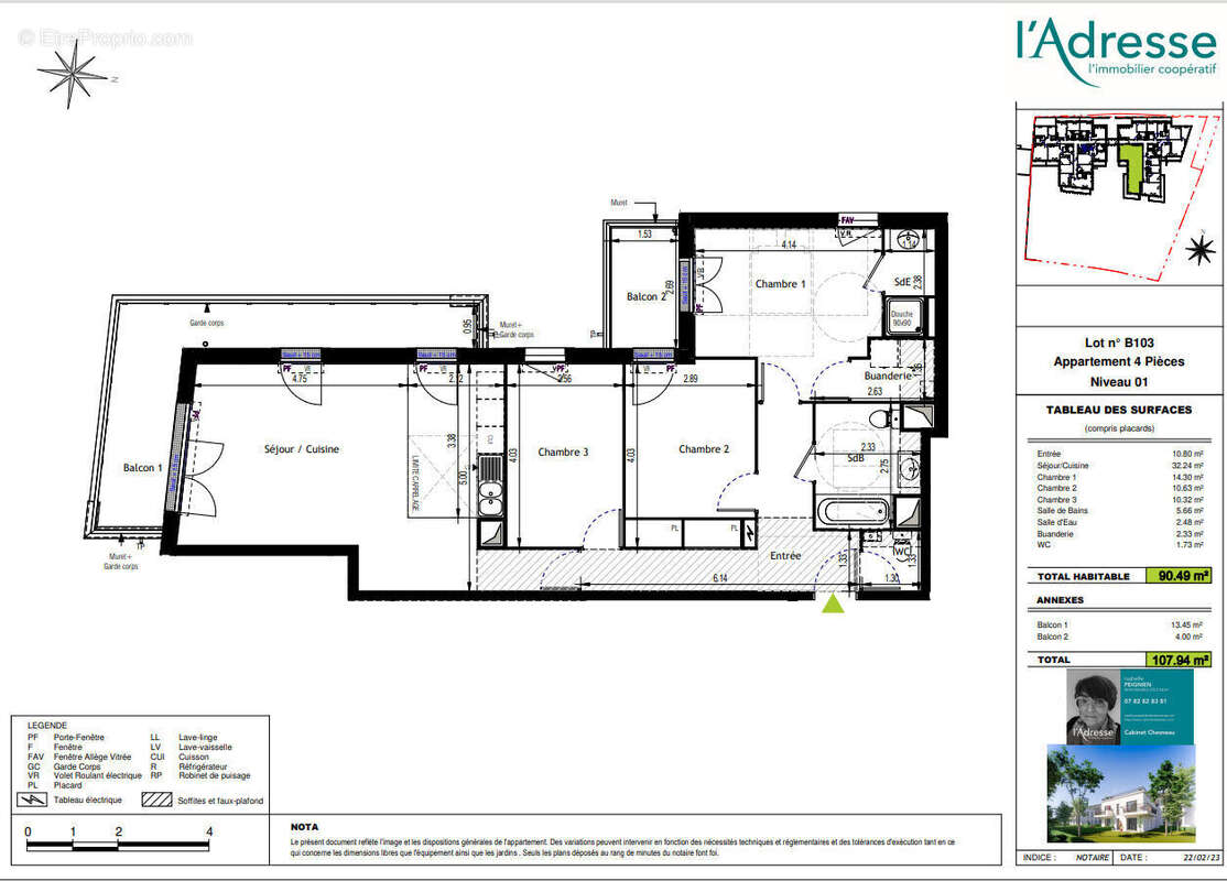 4 Pièces 90,5m² + Balcons Sud  et PK - photo 5