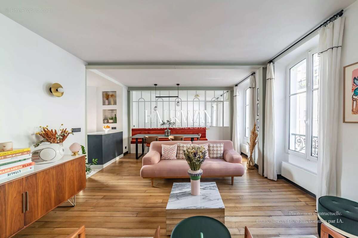 Appartement rénové par architecte Paris 2e - 64 m² - 2 chambres - Calme et lumineux proche rue du Nil - photo 4