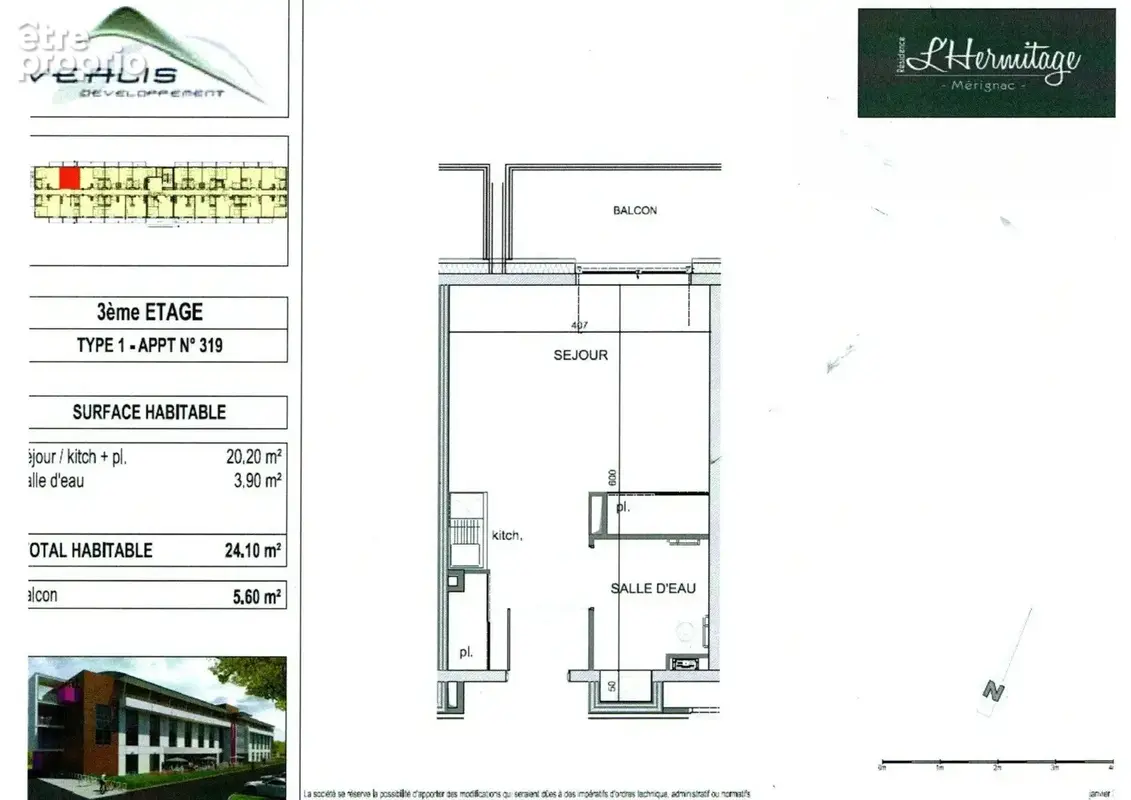 Appartement 24 m² à Merignac  - photo 2
