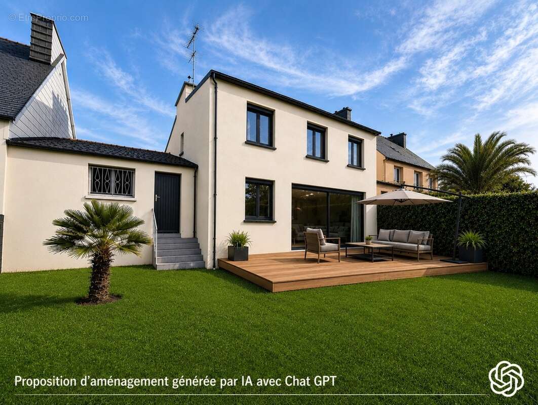 Maison en impasse dans quartier résidentiel, rez de chaussée à aménager, grand garage, à GUIPAVAS (29) - photo 2