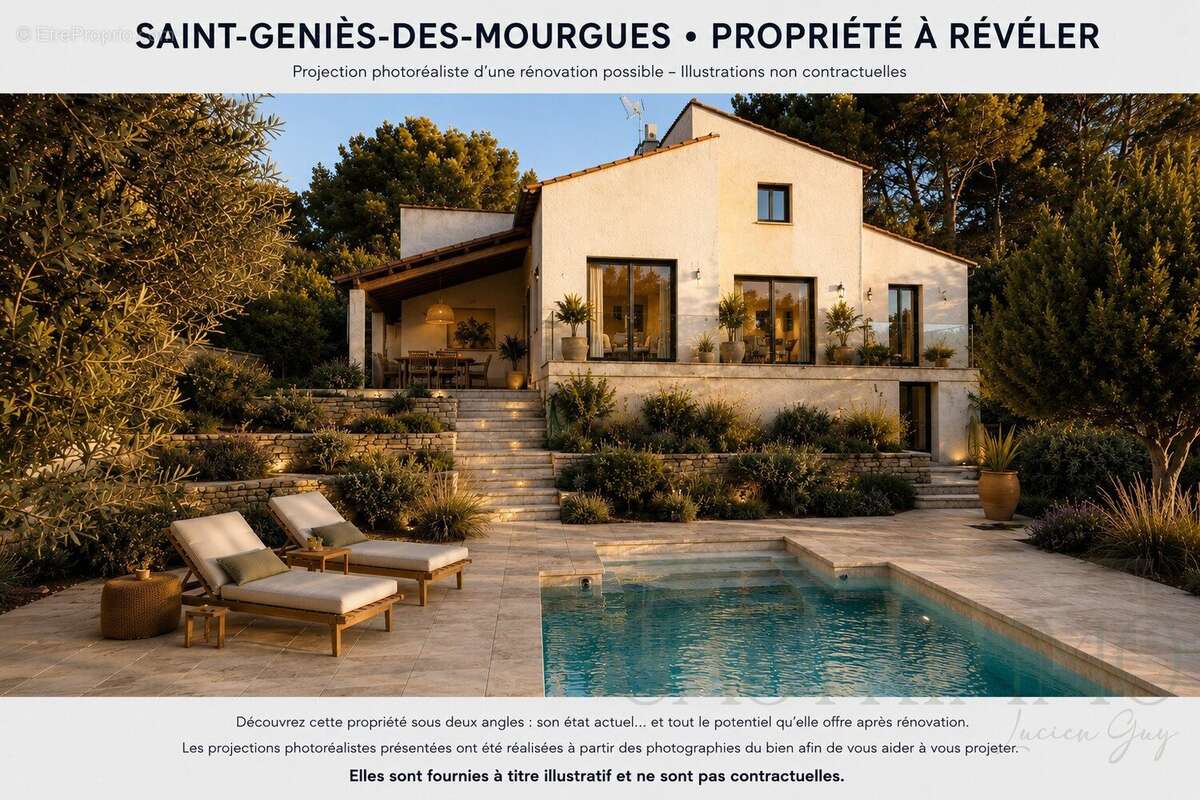 Vue dominante  1 415 m²  piscine  une propriété à révéler - photo 4