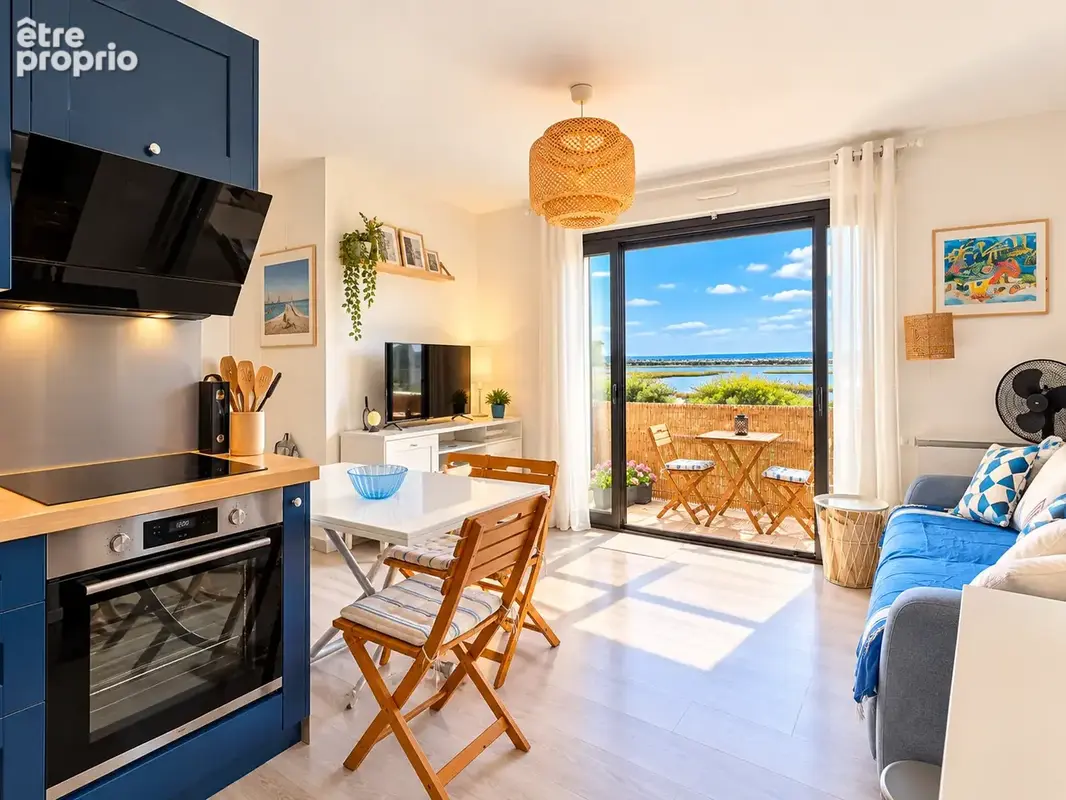 Palavas en 2 ième ligne mer , magnifique T2 d'environ 40 m2 hab avec terrasse en vue latérale mer et étangs , - photo 2