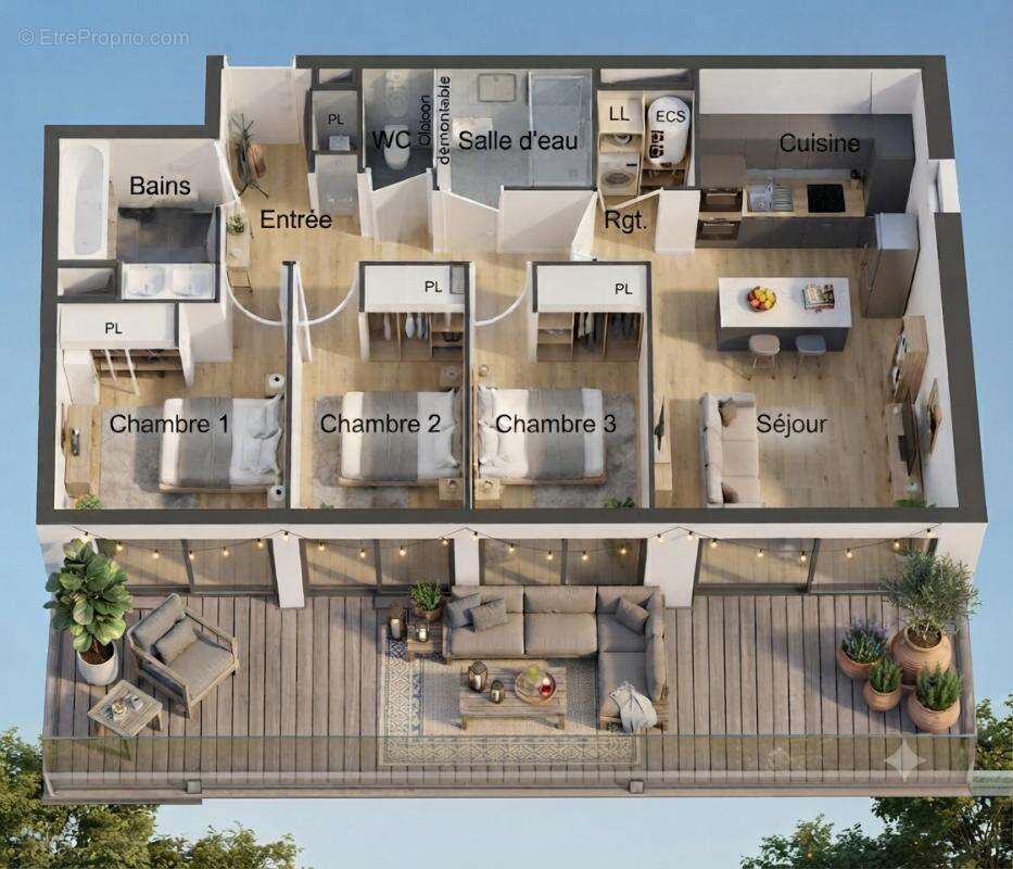 Appartement Valras Plage 4 pièce(s) 85.76 m2 - photo 3