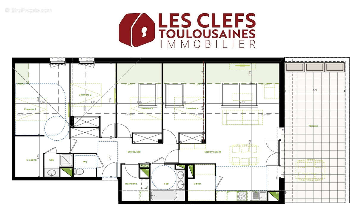 Appartement Castelginest 5 pièces 110 m2 + 22m² de terrasse ! - photo 12