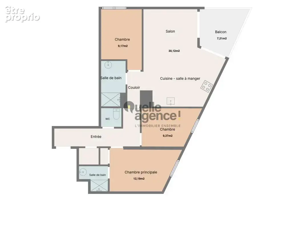 A vendre t4 - brest capucins - terrasse - ascenseur et parking privé - photo 9